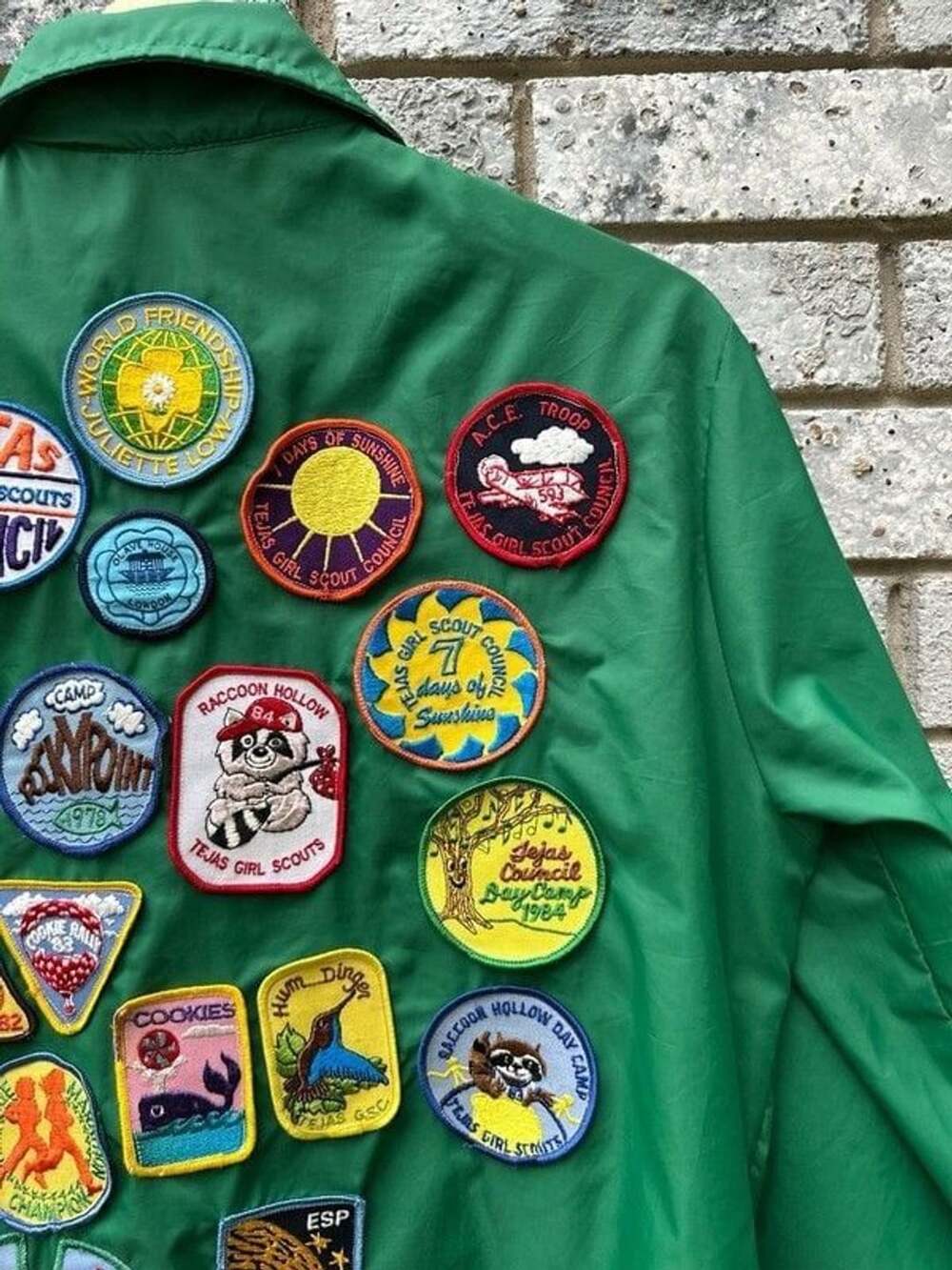 Vintage 70s Girl Scout Tejas Council Patch Jacket 30+ Patches